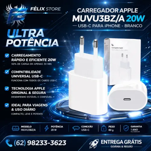 Carregador Original Apple 20W 12X NO CARTAO FELIX STORE BRASIL ACEITAMOS LINK