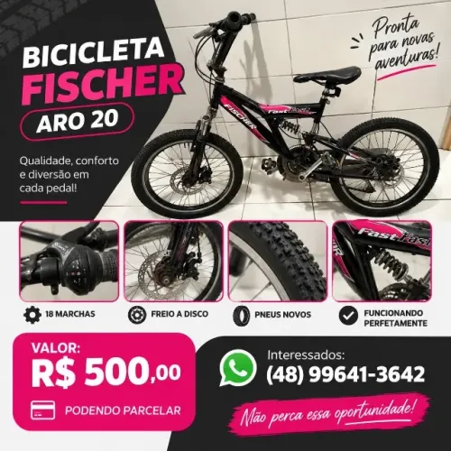 ? Bicicleta Fischer Aro 20 - 18 Marchas, Freio a Disco e Pneus Novos