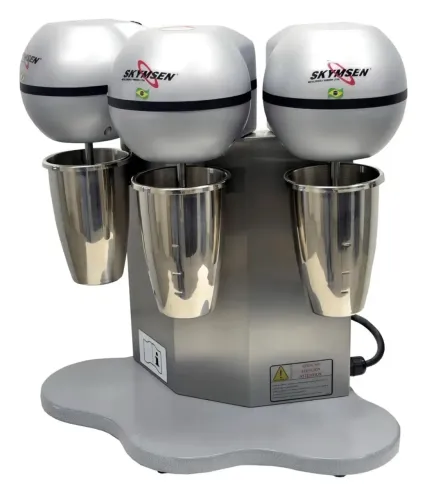 Batedor De Milkshake E Açaí Triplo Skymsen 3 Copos Aço Inox
