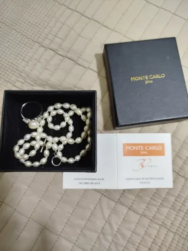 Conjunto de calar e anel pérolas monte Carlo
