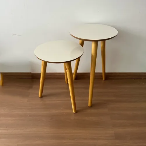 Conjunto Mesas De Canto Apoio Lateral Kit Mesinhas De Centro