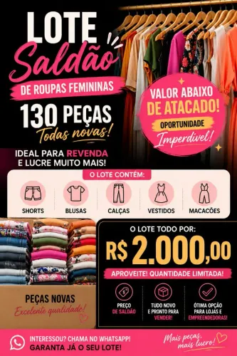 130 peças de roupas femininas variadas 