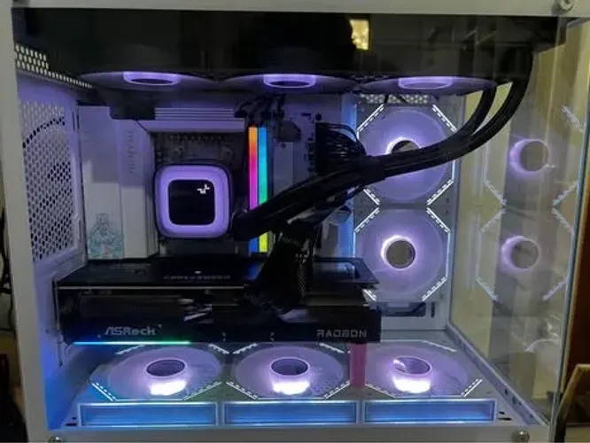 Pc gamer setup completo high end r7 7800x3d e rx9070xt monitor 320hz quad hd