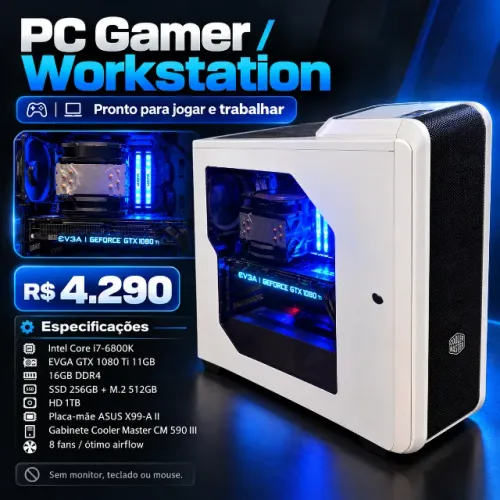 PC Gamer GTX 1080 Ti 11GB i7 16GB SSD M.2 512GB HD 1TB