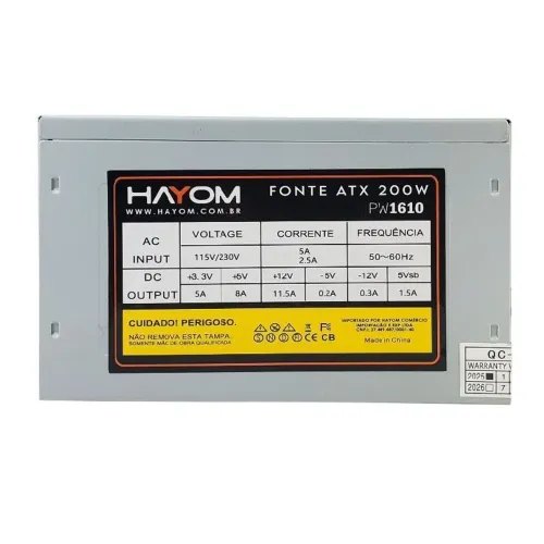 Fonte 200W Hayom ATX para Computador Desktop Bivolt 100v 220v Chaveada NOVA