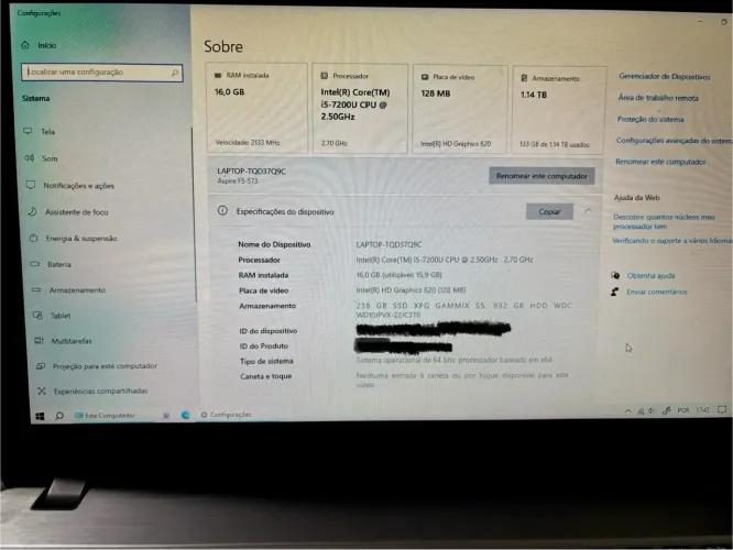 Notebook Aspire F5-573-51LJ