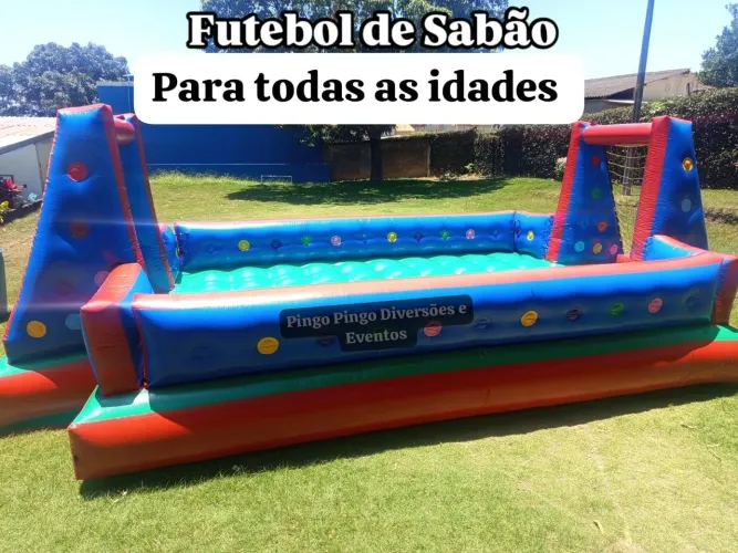 Futebol de Sabão, Pula pula, Tobogã Grande, Pipoca, Algodão Doce, Guerra de Cotonetes 