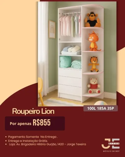 Roupeiro para criança com entrega grátis