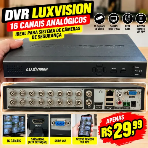DVR LUXVISION 16 CANAIS | SISTEMA DE CÂMERAS DE SEGURANÇA
