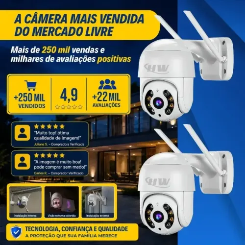 Kit 2 Câmeras Segurança Ip Interna Externa Wifi iCSee Infravermelho Prova D'Água - HW