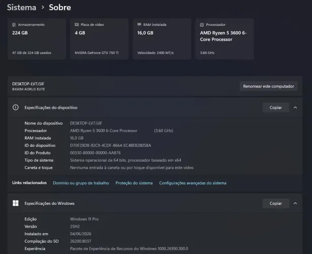 COMPUTADOR GAMER RYZEN 5 16GB + Duas Placas de Vídeos