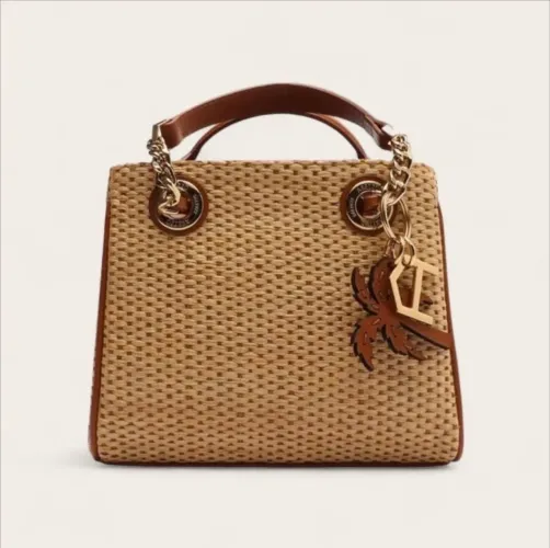 bolsa tote marrom jade média palha