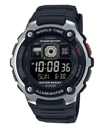 Relógio Casio AE-2000-1BV com bússola cabine aeronave 