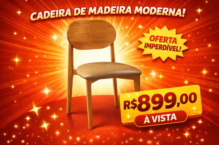 Cadeira de Madeira Encosto Curvo PROMOÇÃO 