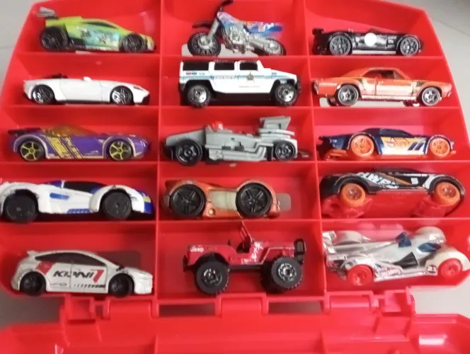 Lote de Hotwheels/Matchbox com maleta