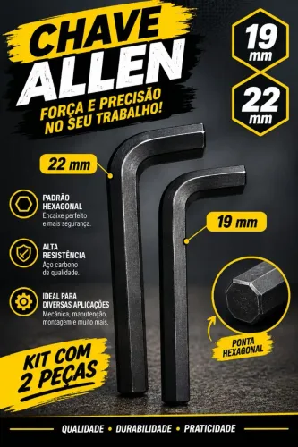 Kit chave Allen tamanho 19 e 22mm BELZER
