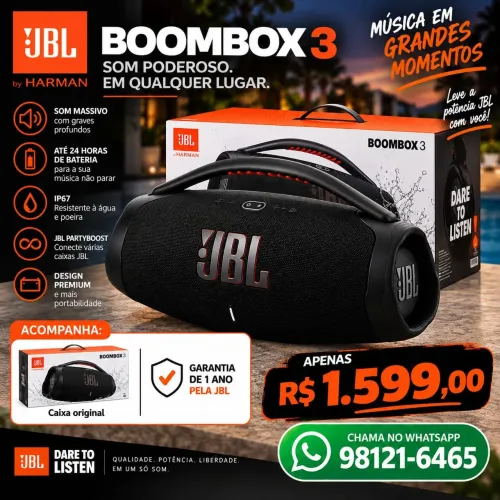 JBL Boombox 3, com Nota fiscal e 1 ano de garantia pela JBL - R$ 1.599