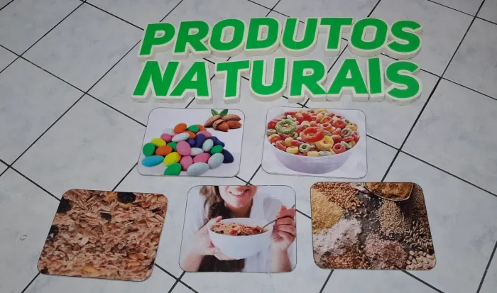 Letras em ACM e placas decorativas para loja de produtos naturais