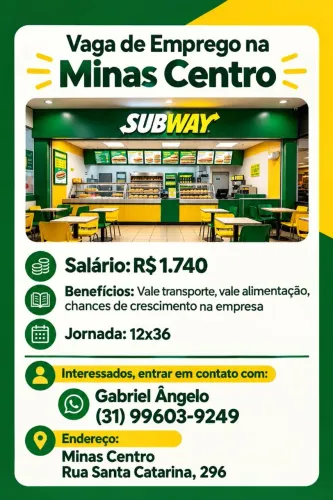 Vagas de emprego minas centro 