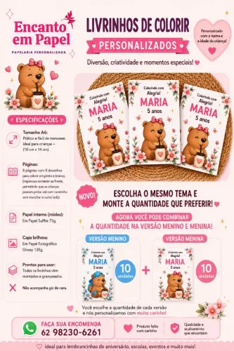 Livrinhos de Colorir Personalizados. Lembrancinha Aniversário