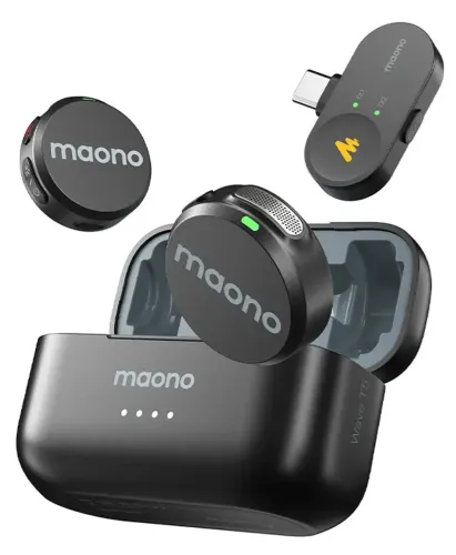 Microfone Lapela Sem Fio Maono Wave T5 Pc2 Usb-c Wm650 