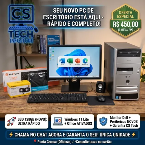 Computador De Escritório Completo C/ Monitor Dell + SSD Novo - C/ Garantia
