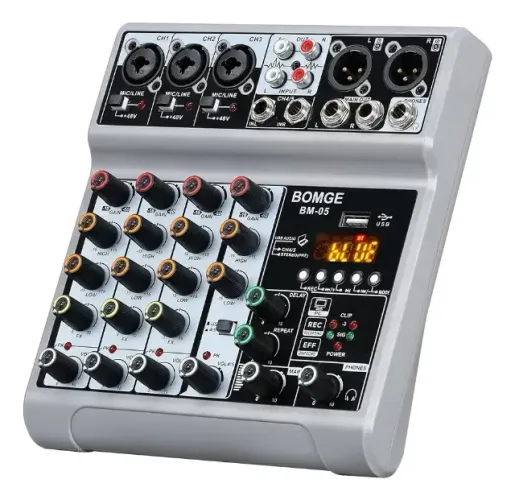 Mesa de som de 5 Canais Com Usb Bluetooth