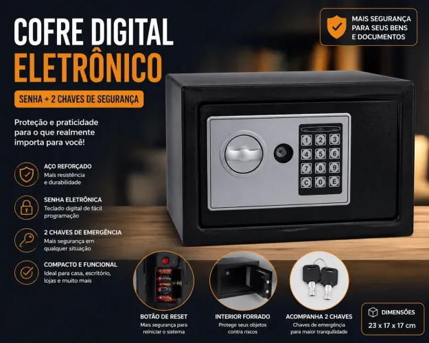 Cofre digital e com chaves reserva