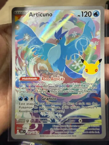 Carta Pokémon ARTICUNO 132/128 30 anos