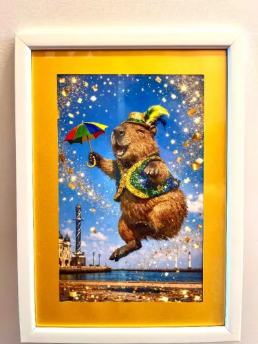 Quadro Decorativo Capivara Frevando