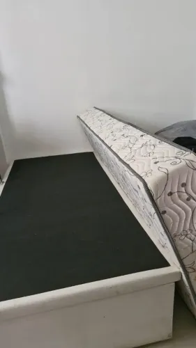 CAMA BOX ORTOBOM + BASE BAÚ FASHION CORI WHITE