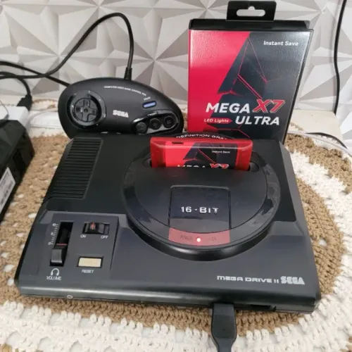 Console Sega Mega Drive 2 Funcionando + Cartucho Mega X7 Ultra Everdrive + Controle E Cabo