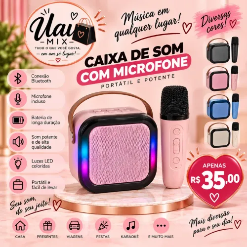 Caixa de som com microfone