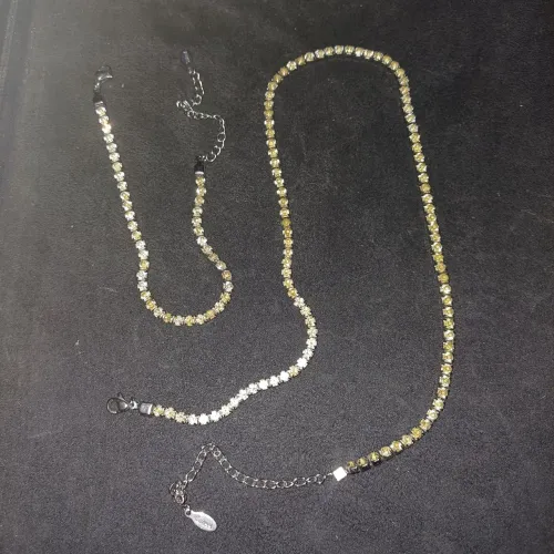 Pulseira e corrente riviera aço cravejado