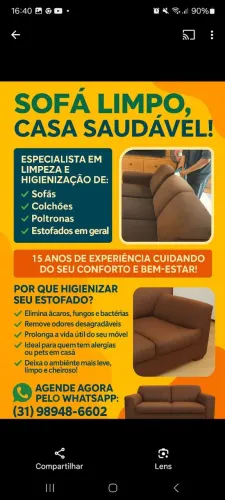 HIGIENIZAÇÃO DE SOFÁS R COLCHÕES