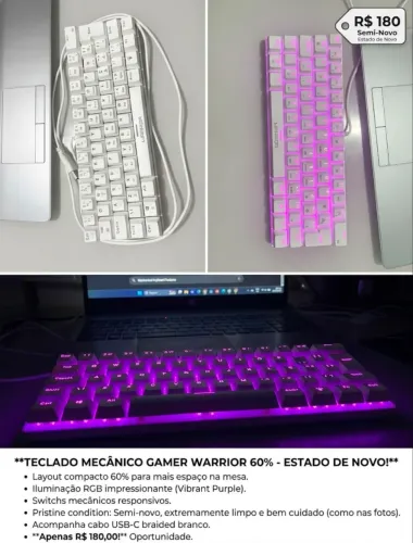 Teclado gamer warrior 60%