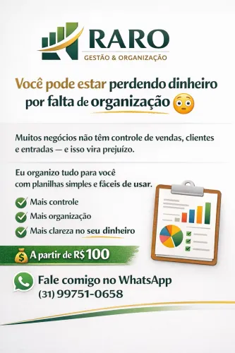 ORGANIZO SEU NEGÓCIO COM PLANILHAS SIMPLES E EFICIENTES