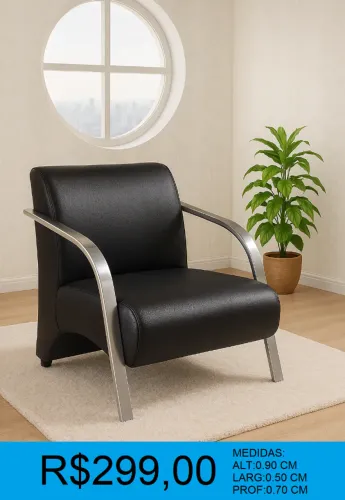 Poltrona corino preto reposição - a pronta entrega