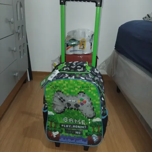 Mochila escolar com rodinhas Minecraft