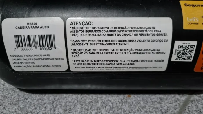 Caderinha Fisher Price até 36 kg