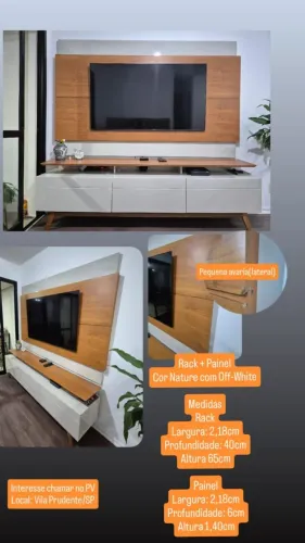 Rack + Painel Cor Nature com Off-White 2,18cm Usado