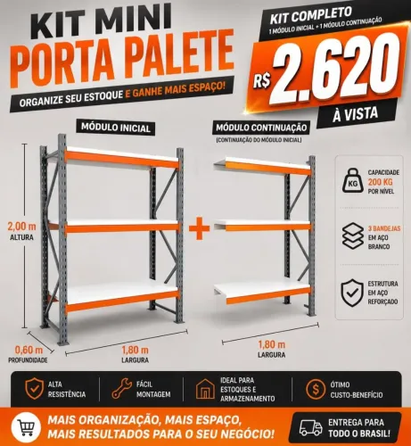 Trabalhamos com gôndolas e mini porta pallet 