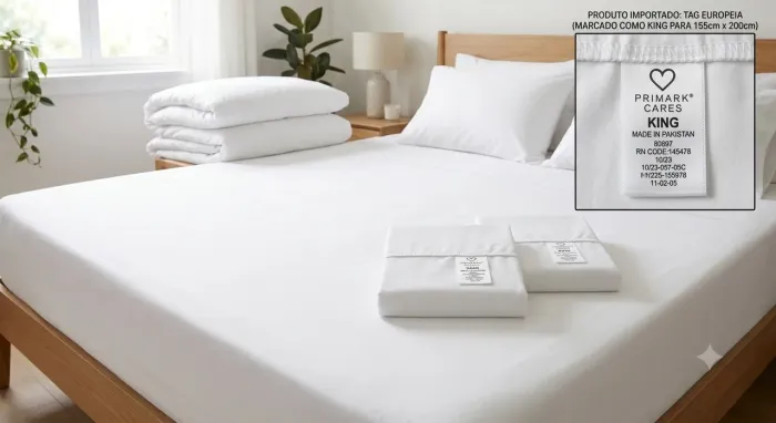 Lençol de Elástico Luxo 300 Fios Primark Home (Novo / Apenas Lavado)