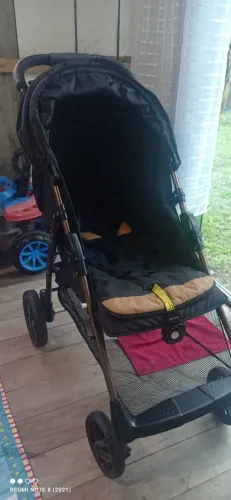 Carrinho de Bebê Galzerano Preto e Bronze - com Porta-Copo!