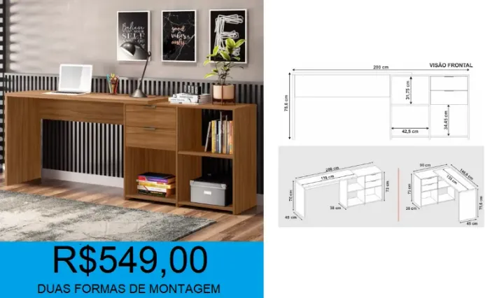 ESCRIVANINHA - DISPONIVEL EM 2 CORES - DUAS FORMAS DE MONTAGEM = PRONTA ENTREGA