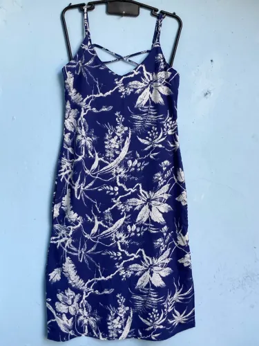 Vestido Feminino Roxo com Estampa Branca, Tam M (Novo)