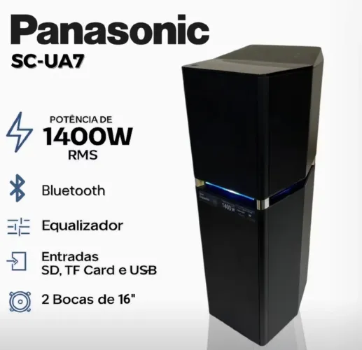Torre Som Panasonic Bluetooth 1400w SC-UA7 Preta