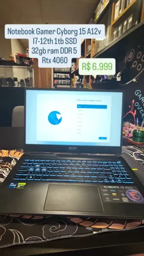 Notebook gamer cyborg 15 A12v i7-12th 1tb ssd 32gb ram ddr 5 rtx 4060