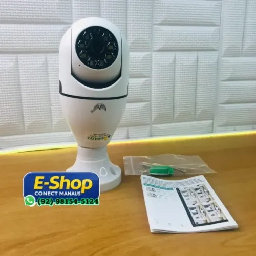 Camera De Segurança Lampada Rotativa 360, Sensor de Movimento