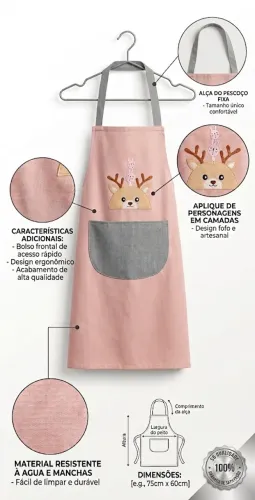 avental impermeavel com bolso estampa de rena impermeavel bm-f1299